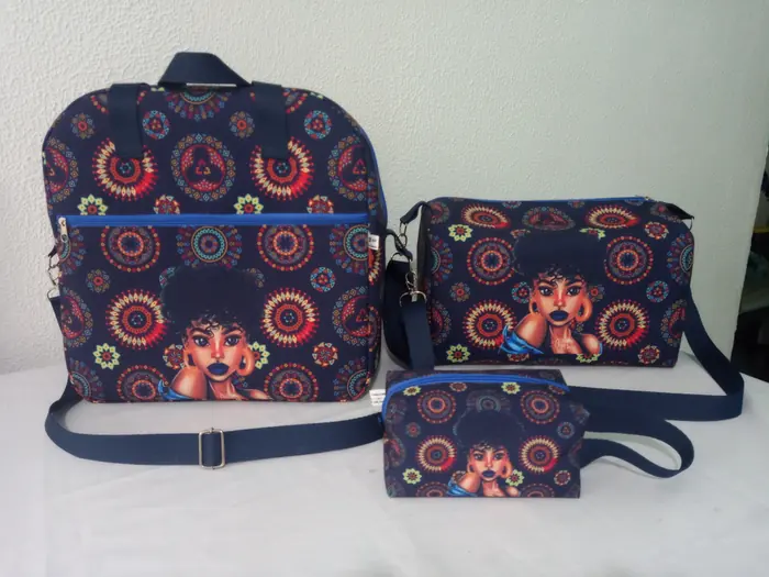 Kit bolsa afro mandala — peça artesanal do Ateliê Vívian Artesanatos